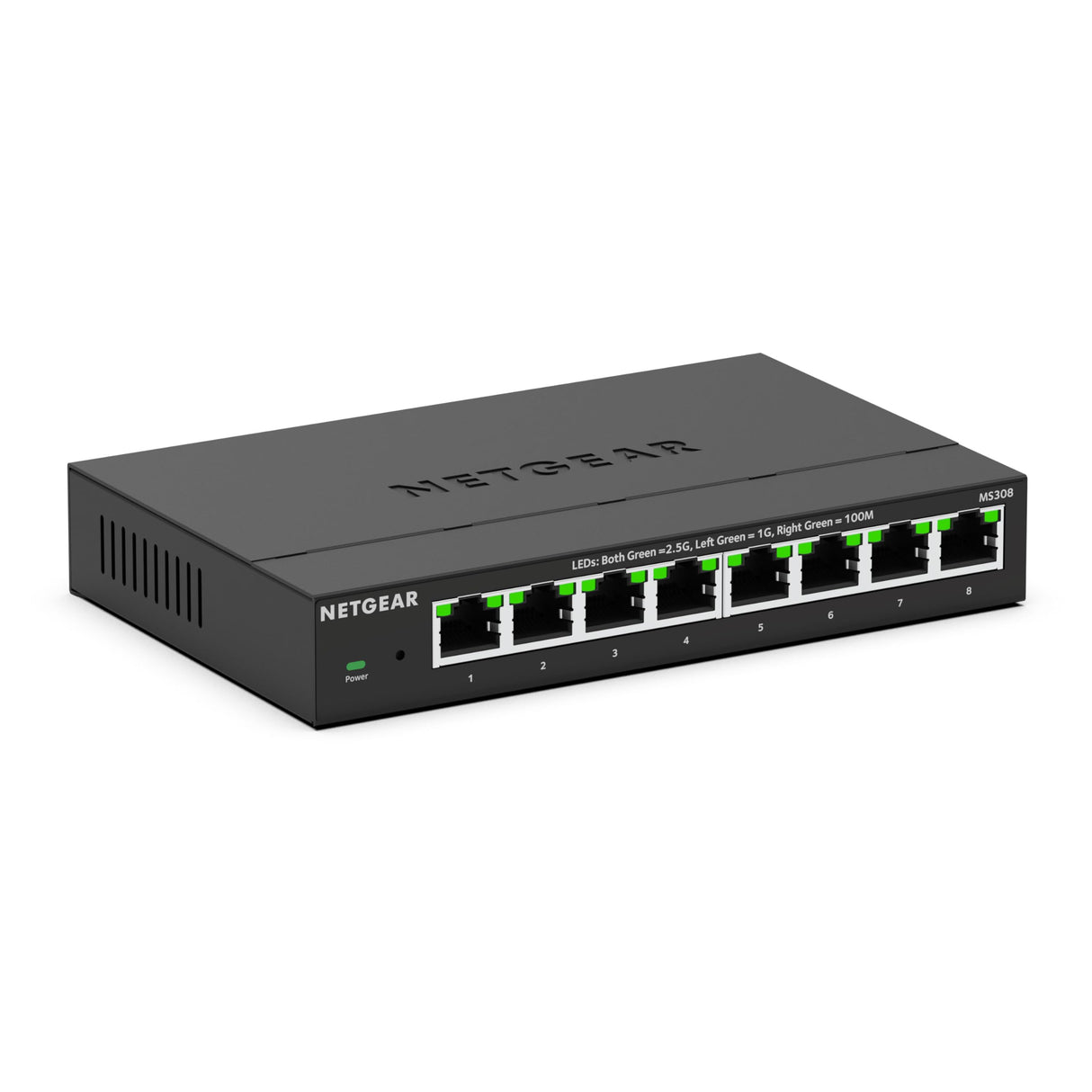 Netgear Switch de Red Multi-Gigabit Ethernet de 8 Puertos, MS308, de 1G/2.5G, Montaje en Pared o sobremesa y protección de 3 años