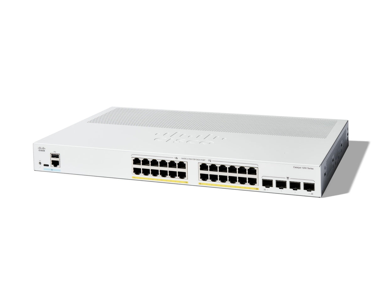 Cisco Switch Inteligente Cisco Catalyst 1200-24P-4G, GE de 24 Puertos, PoE, SFP GE 4x1, protección Limitada de por Vida (C1200-24T-4G)