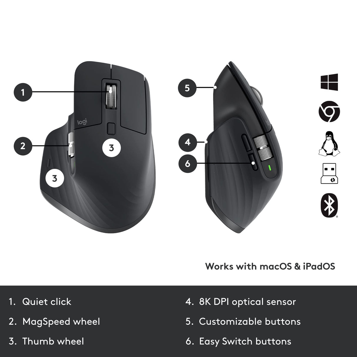 Logitech MX Keys Combo para empresas | Gen 2, teclado/ratón inalámbrico de tamaño completo, con apoyamano para teclado, Bluetooth, Logi Bolt, Clics Suaves, Windows/Mac/Chrome/Linux, QWERTY ESP - Gris