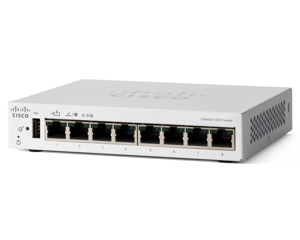 Cisco Switch Inteligente Cisco Catalyst 1200-8T-D, 8 Puertos GE, Fuente de alimentación Externa, Escritorio, protección Limitada de por Vida (C1200-8T-D)