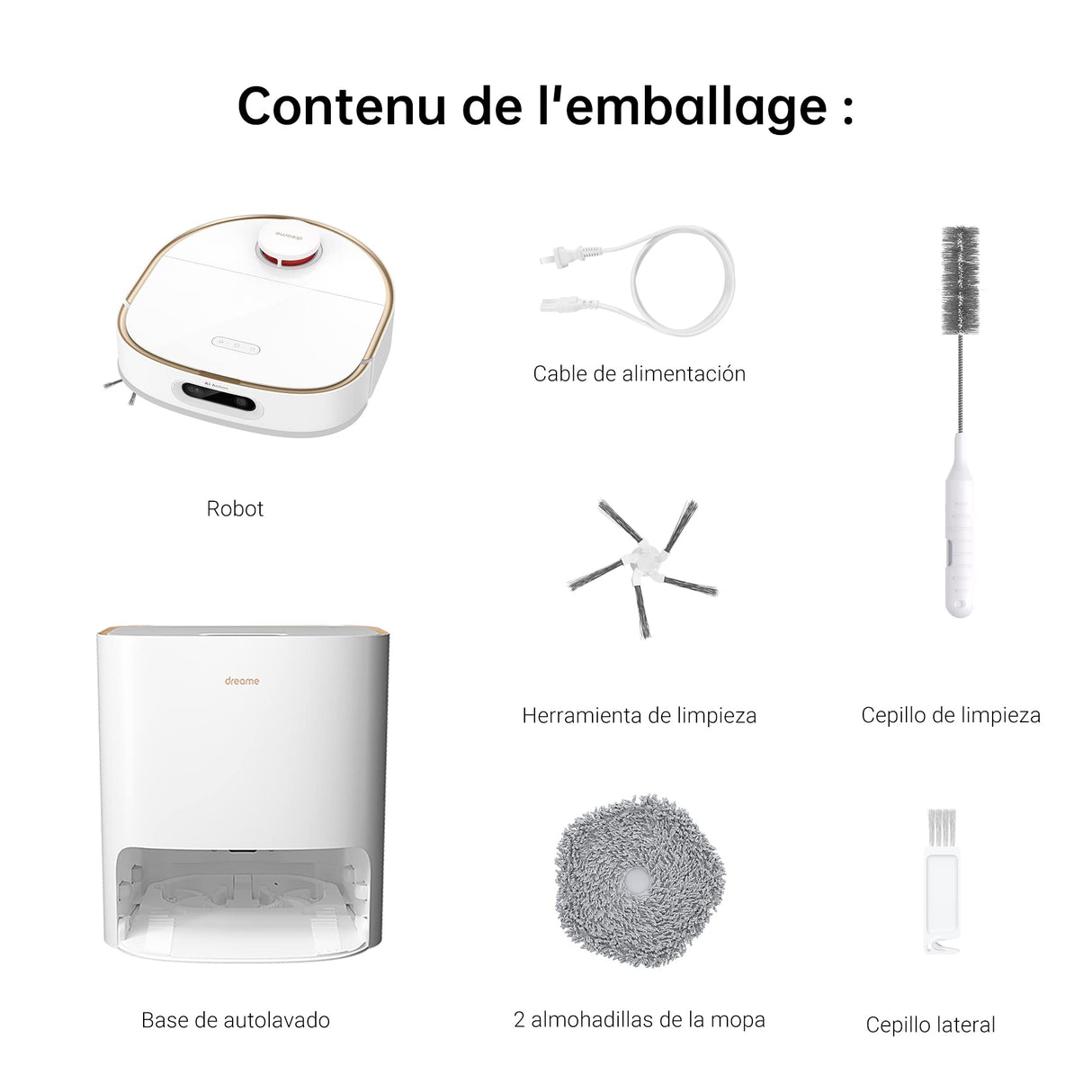 Dreame W10 Pro Robot Aspirador y Fregasuelos con Estación de Autolimpieza Automática, Potencia Succión 4000 Pa, Detección de Obstáculos 3D, Mapeo de navegación Lidar, WiFi/App/Alexa, Color Blanco