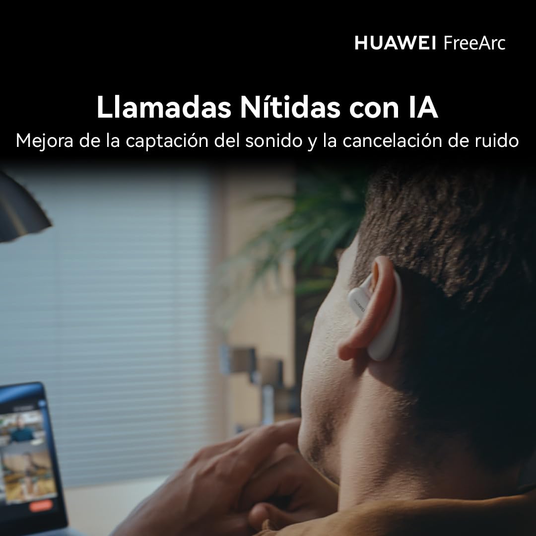 HUAWEI FreeArc Auriculares Open-Ear, Inalámbricos Bluetooth, Resistencia al Agua IP57, 28 Horas, Auriculares Deportivos con iOS,Android o Windows, Gris