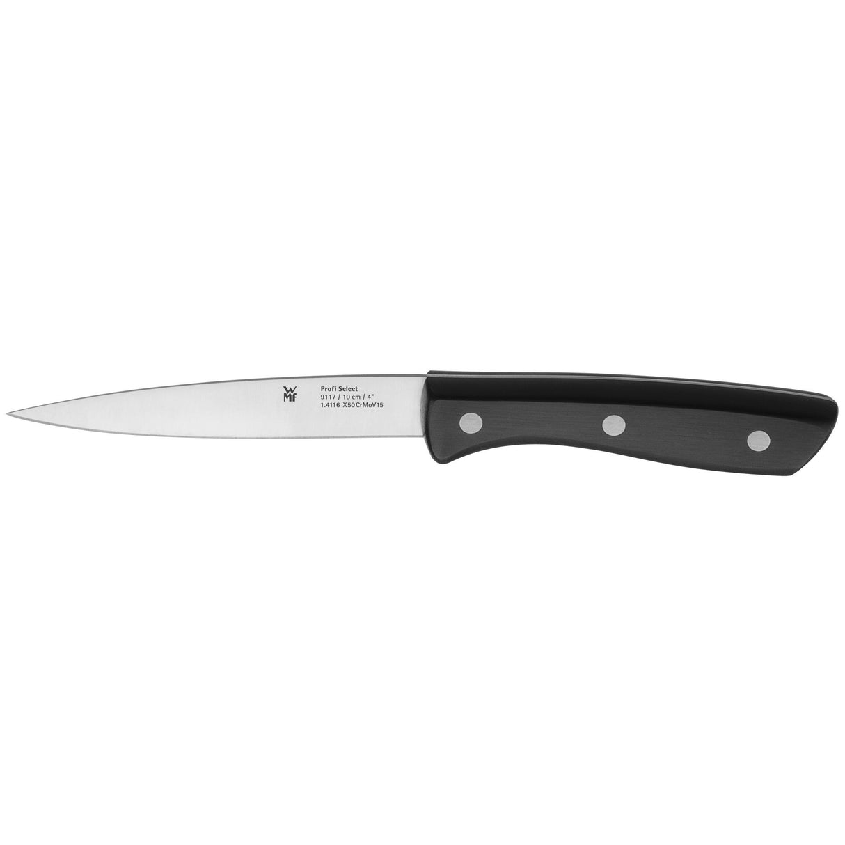 WMF Profi Select - Juego de 7 Piezas, 6 Cuchillos con Soporte de madera lacado en Color Gris, Hoja de Acero Templado con Filo de Larga Duración