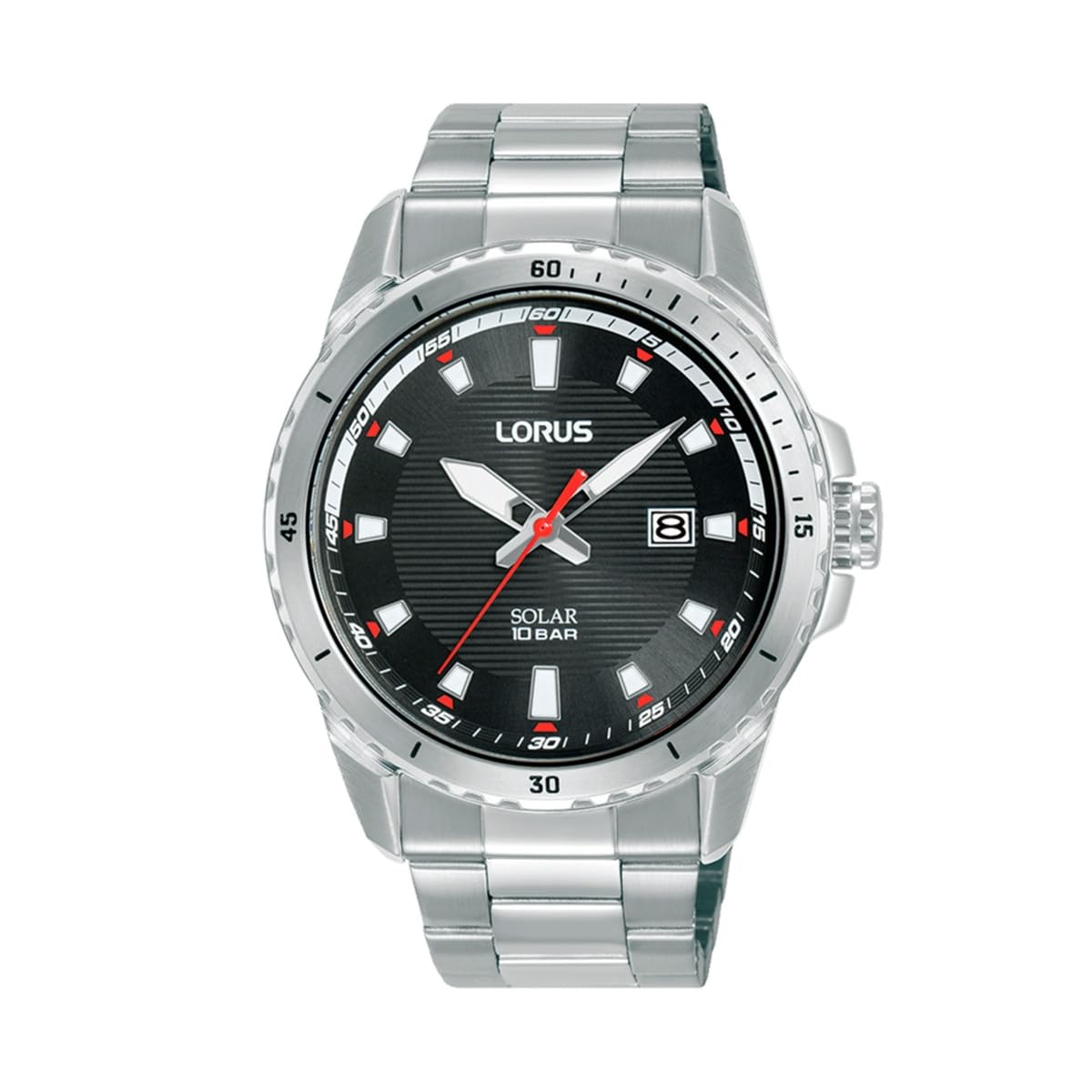 Lorus Reloj Analógico de Cuarzo para Hombre con Pulsera de Acero Inoxidable, Plata/Negro