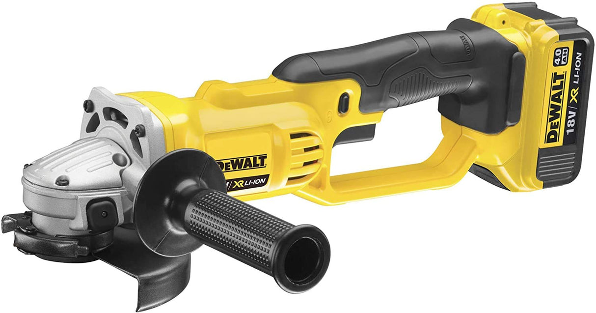 DEWALT DCG412M2-QW - Mini-amoladora XR 18V, 4.0 Ah, 7,000 rpm, Disco de 125 mm, Freno Electrónico, Cambio Rápido de Disco, Incluye 2 Baterías, Cargador Multivoltaje, Empuñadura y Maletín de Transporte