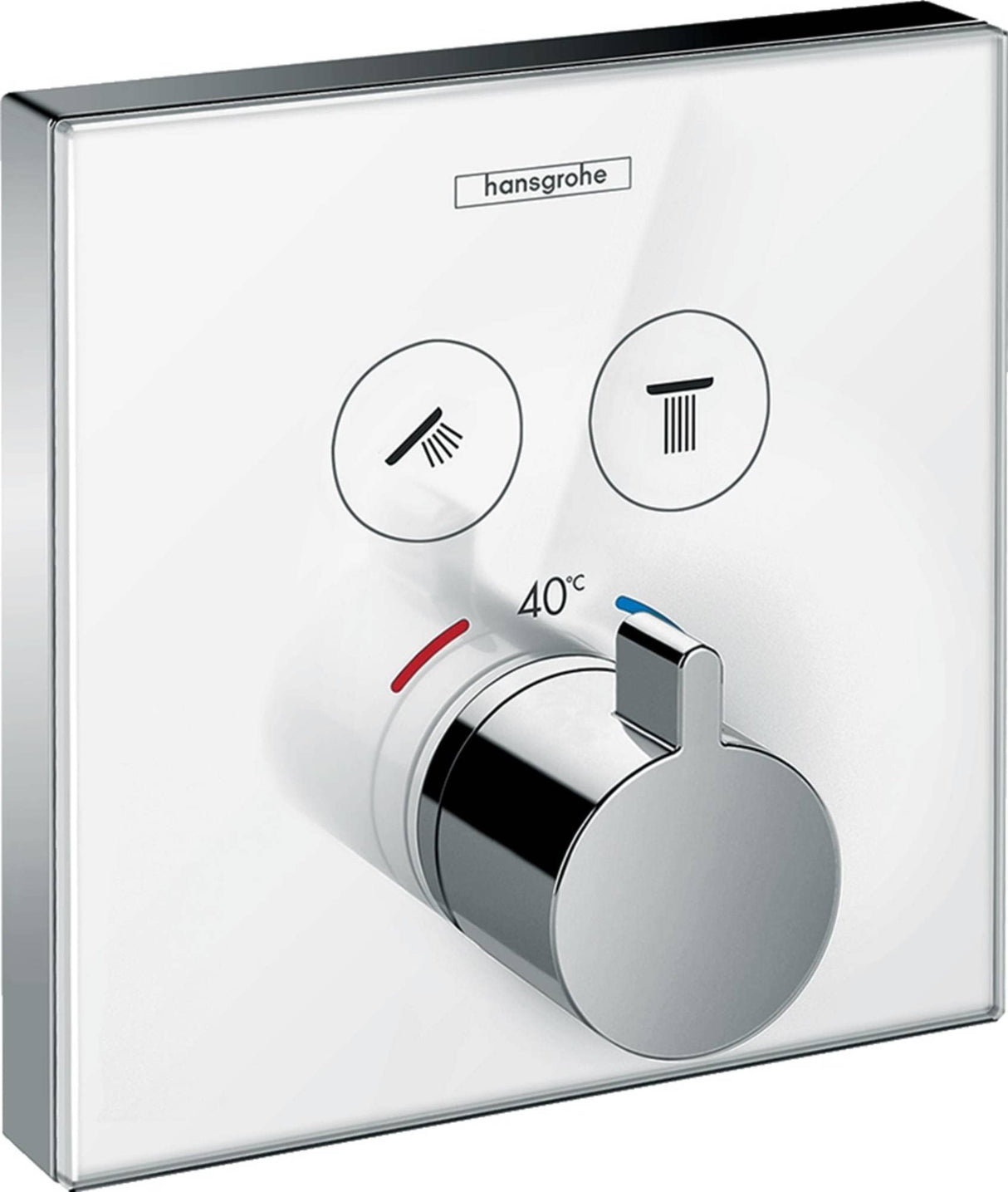 Hansgrohe 15738400 ShowerSelect Glass, termostato empotrado, blanco/cromo, 2 salidas