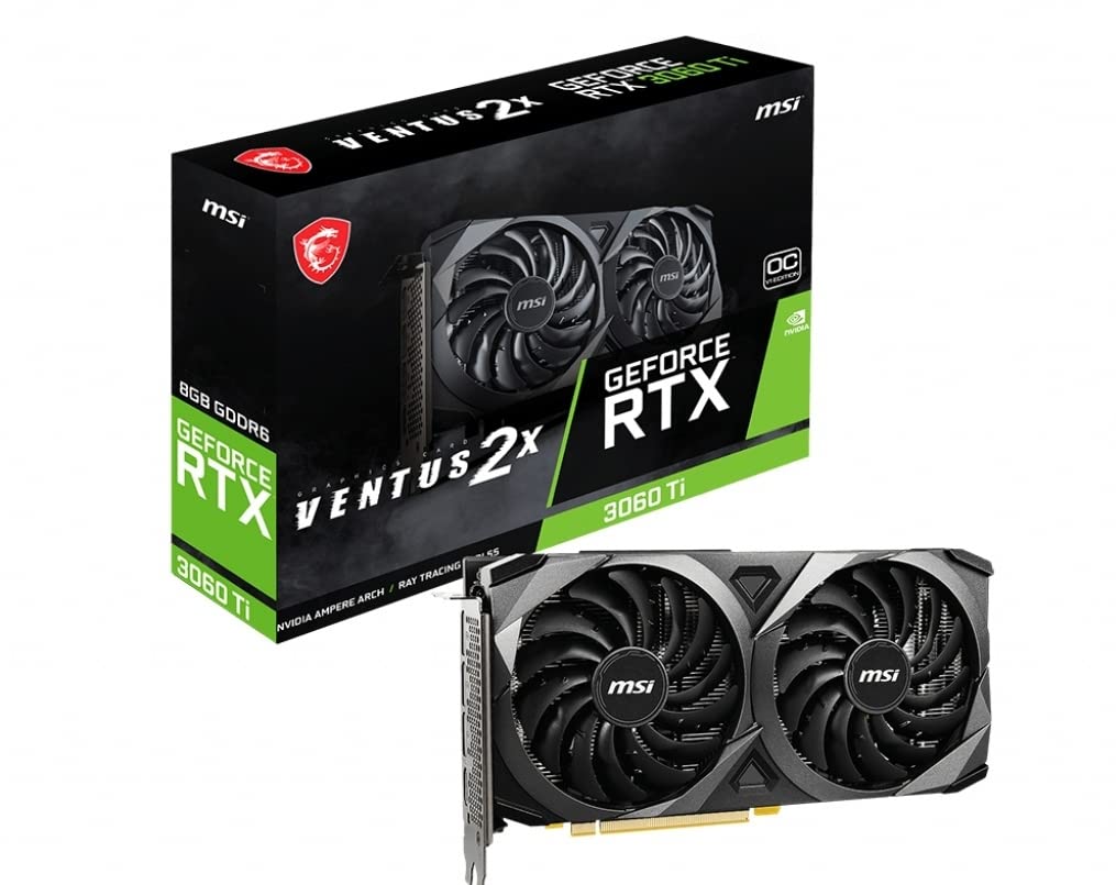 MSI GeForce RTX 3060 Ti Ventus 2X 8G OCV1 LHR, 1695Mhz 256-bit 14 Gbps PCIE 4.0, tarjeta gráfica gaming 4719072852061