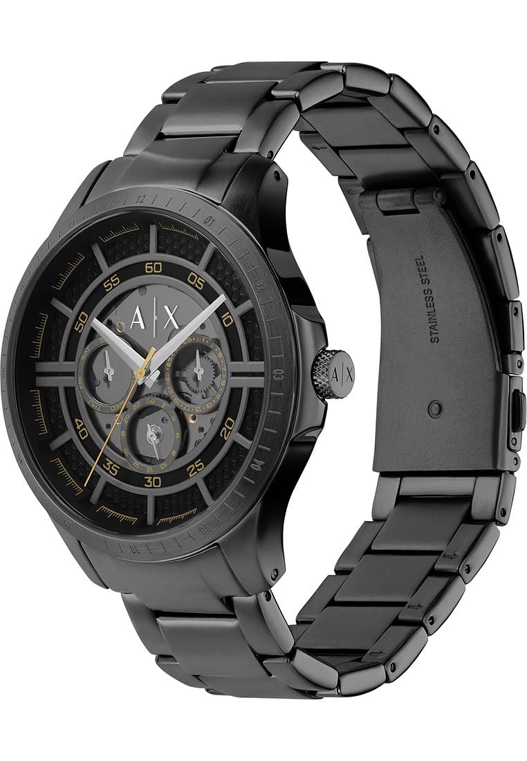Armani Exchange Orologio da uomo, Movimento al quarzo multifunzione e cassa da 46 mm con cinturino in Acciaio inossidabile