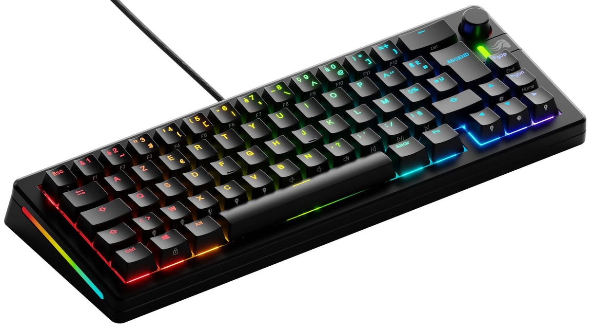 Glorious Gaming GMMK 3 Teclado Gaming Personalizable mecánico, Compacto 65%, Juntas modulares, Teclas PBT Doble inyección, Placa de Aluminio, switches Hot Swap 3/5 Pines, AZERTY francés - Negro