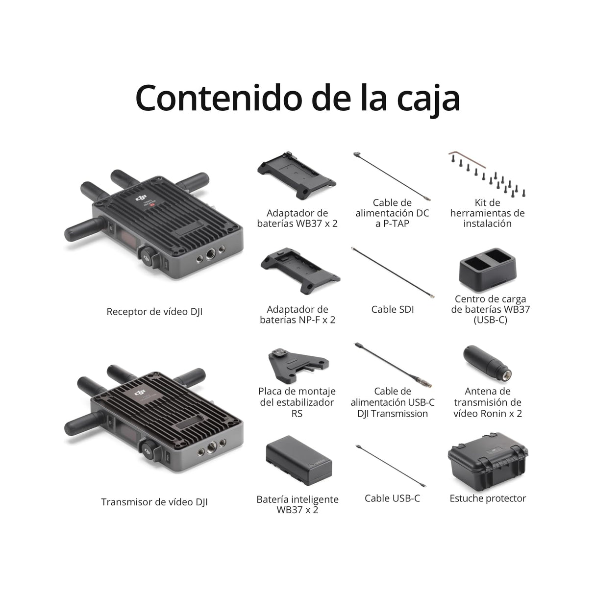 DJI Transmission (Pack estándar), transmisión inalámbrica en 1080p/60 fps a 6 km, con transmisor y Receptor, transmite metadatos por SDI, Doble Salida SDI + HDMI, número Ilimitado de receptores