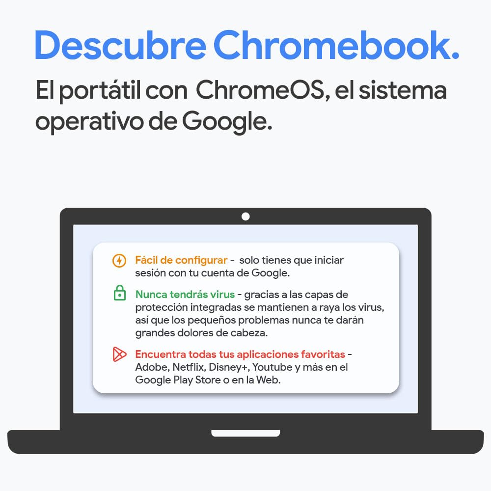 Acer Chromebook 314 CP314-1H - Ordenador Portátil 14" HD (Intel Celeron N4500, 4GB RAM, 64GB SSD, Intel UHD Graphics, ChromeOS) Plata - Teclado QWERTY Español