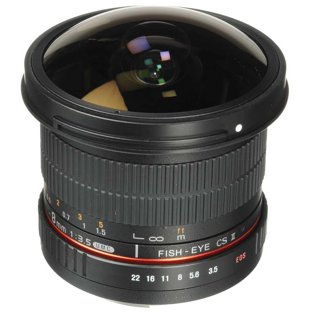 Samyang F1121906101 - Objetivo fotográfico DSLR para Sony E (Distancia Focal Fija 8mm, Apertura f/3.5-22 UMC, Ojo de Pez, CSII), Negro