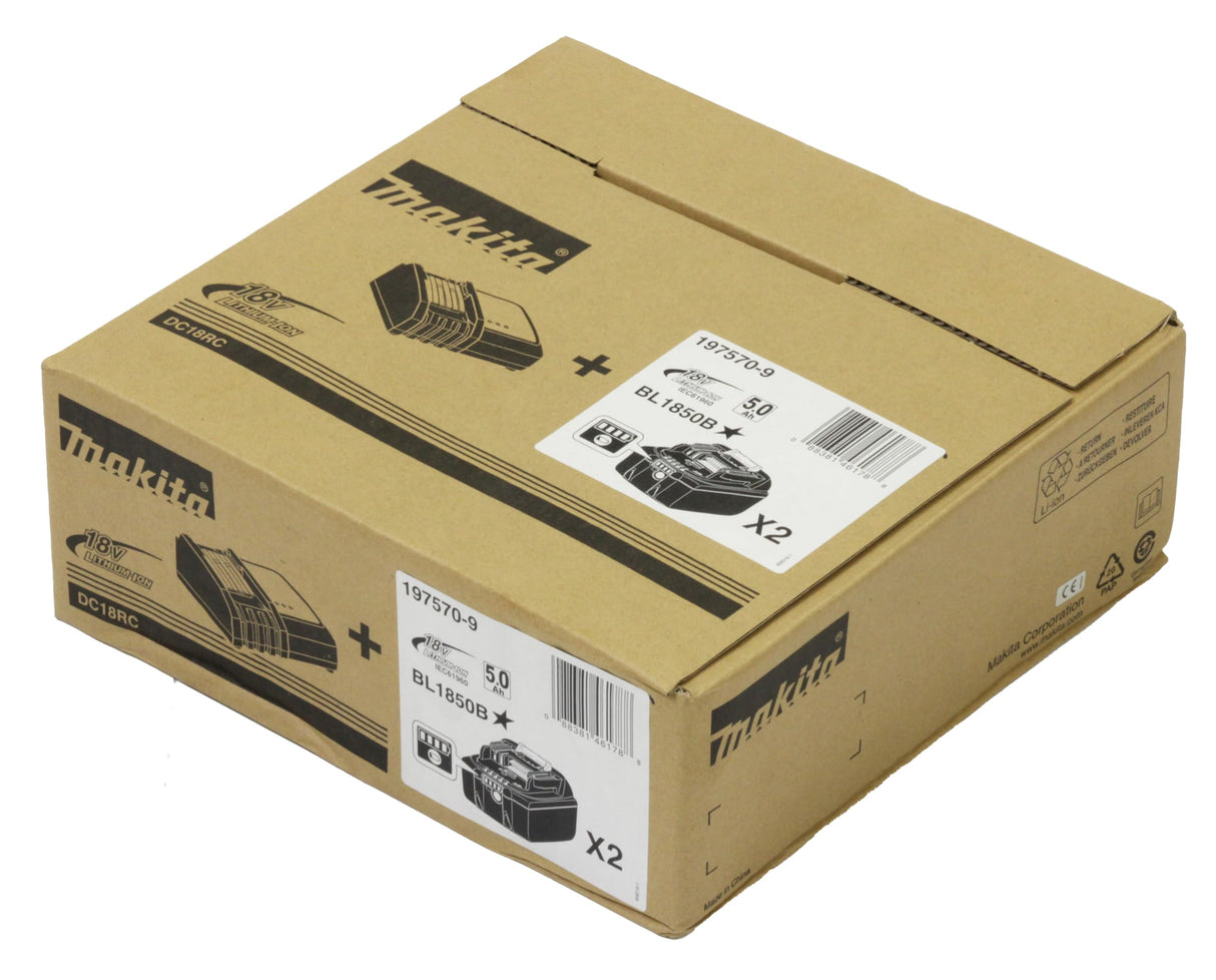 Makita 197570-9 Power Source Kit - Juego de 2 baterías para Herramientas eléctricas (con estación de Carga), Color Azul