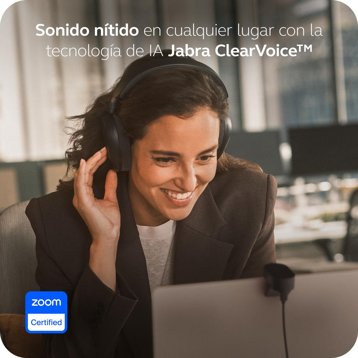 Jabra Evolve3 85 Auriculares Over-Ear Bluetooth Inalámbricos con Micrófono y Base Carga para Trabajo, USB-C, IA Llamadas, ANC Adaptativa, 25h Batería, para Apps de Reunión, Negro