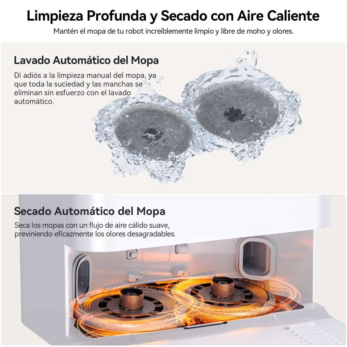 JONR T5 Pro Robot Aspirador y Fregasuelos, 8000Pa Aspirador Robot con Mopa Extensible, Lavado Automático de Mopa y Secado con Aire Caliente, Mopas Dobles