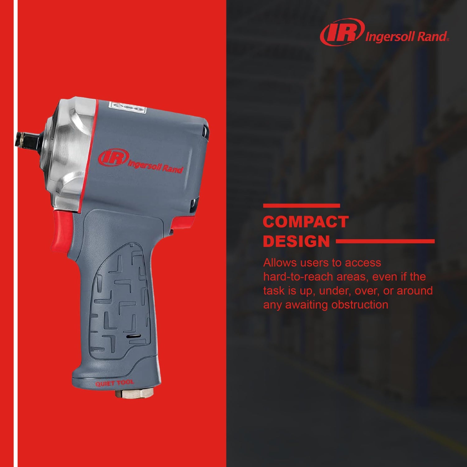 Ingersoll-Rand 36QMAX Llave de Impacto 1/2 Pulgada, Potente Llave de Impacto Neumática 870 Nm Torque, Diseño Ligero y Compacto