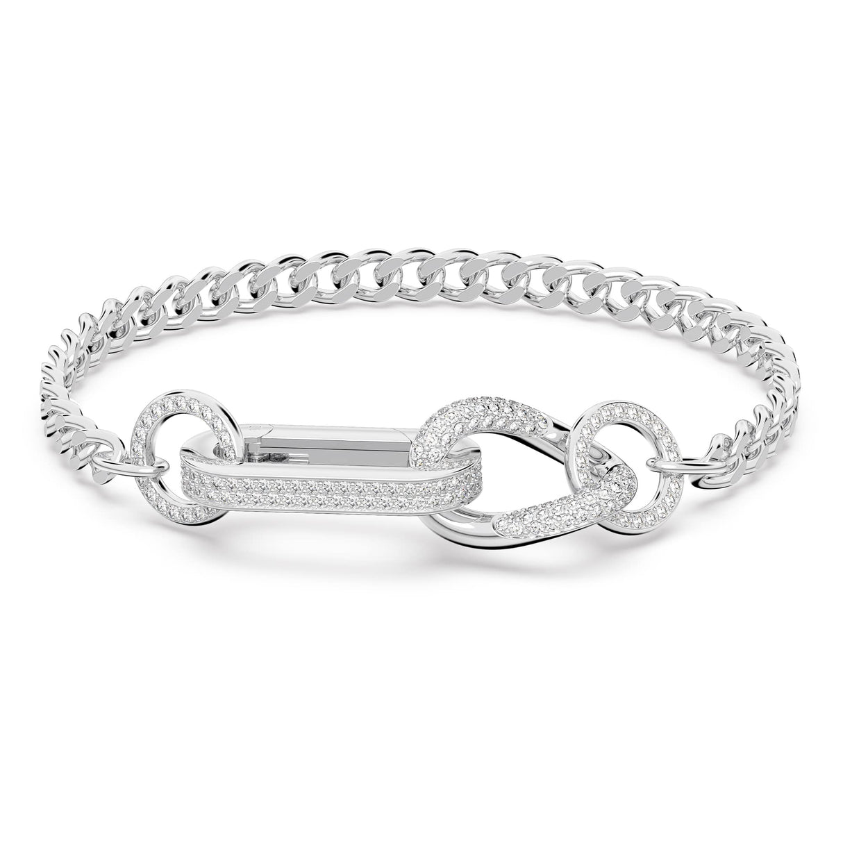 Swarovski Pulsera Dextera, Pavé, Mezcla de eslabones, Blanca, Baño de rodio