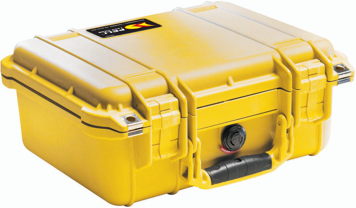 PELI 1400 Maletín técnico para el Transporte de Equipos electrónicos, audiovisuales y fotográficos, IP67 estanco, 9L de Capacidad, Fabricado en Alemania, con Espuma Personalizable, Color Amarillo