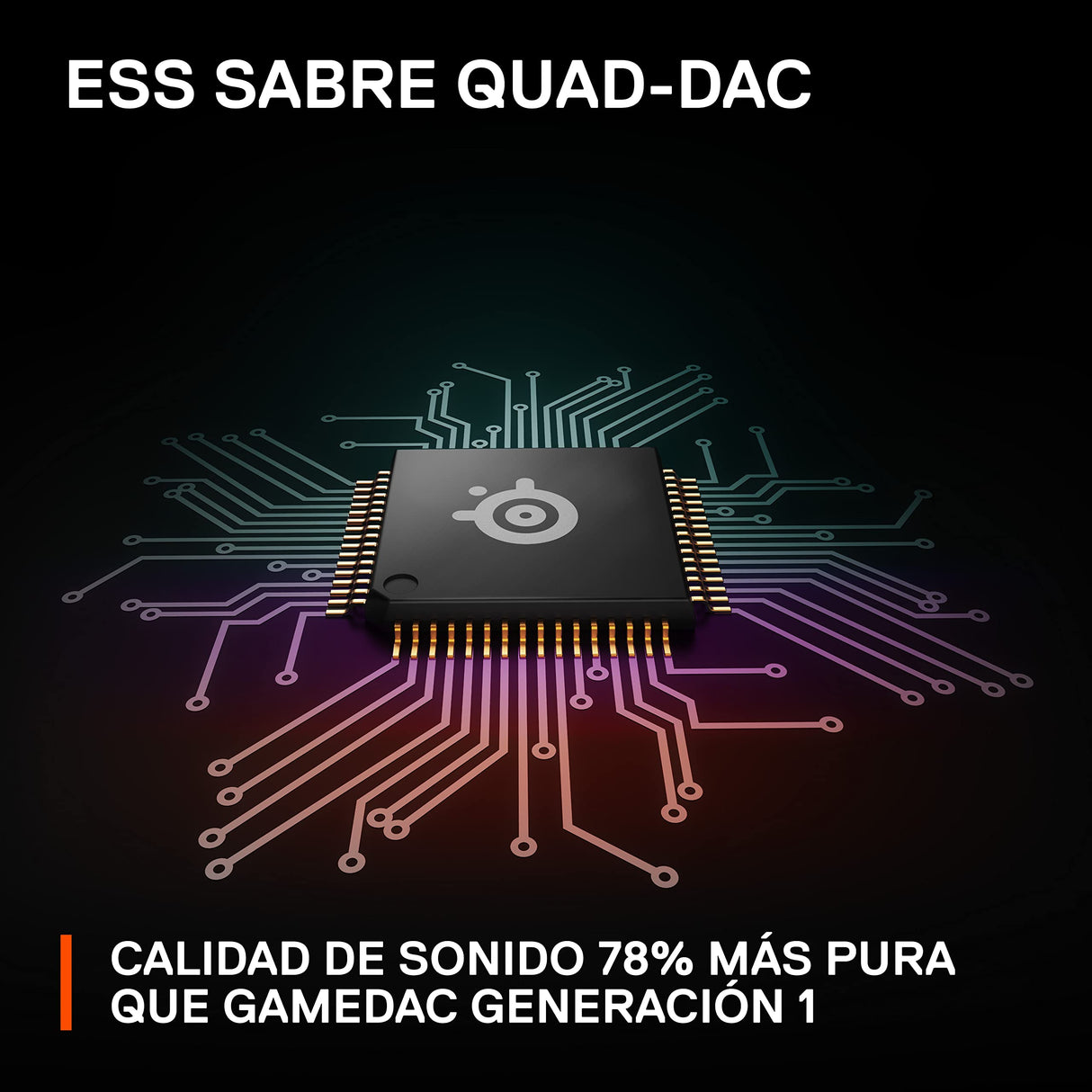 SteelSeries GameDAC Gen 2 Amplificador de Audio de Alta resolución - ESS Sabre Quad-DAC - Cancelación de Ruido por IA - Audio Espacial 360° - Certificado de Alta resolución - PC, PS5, PS4