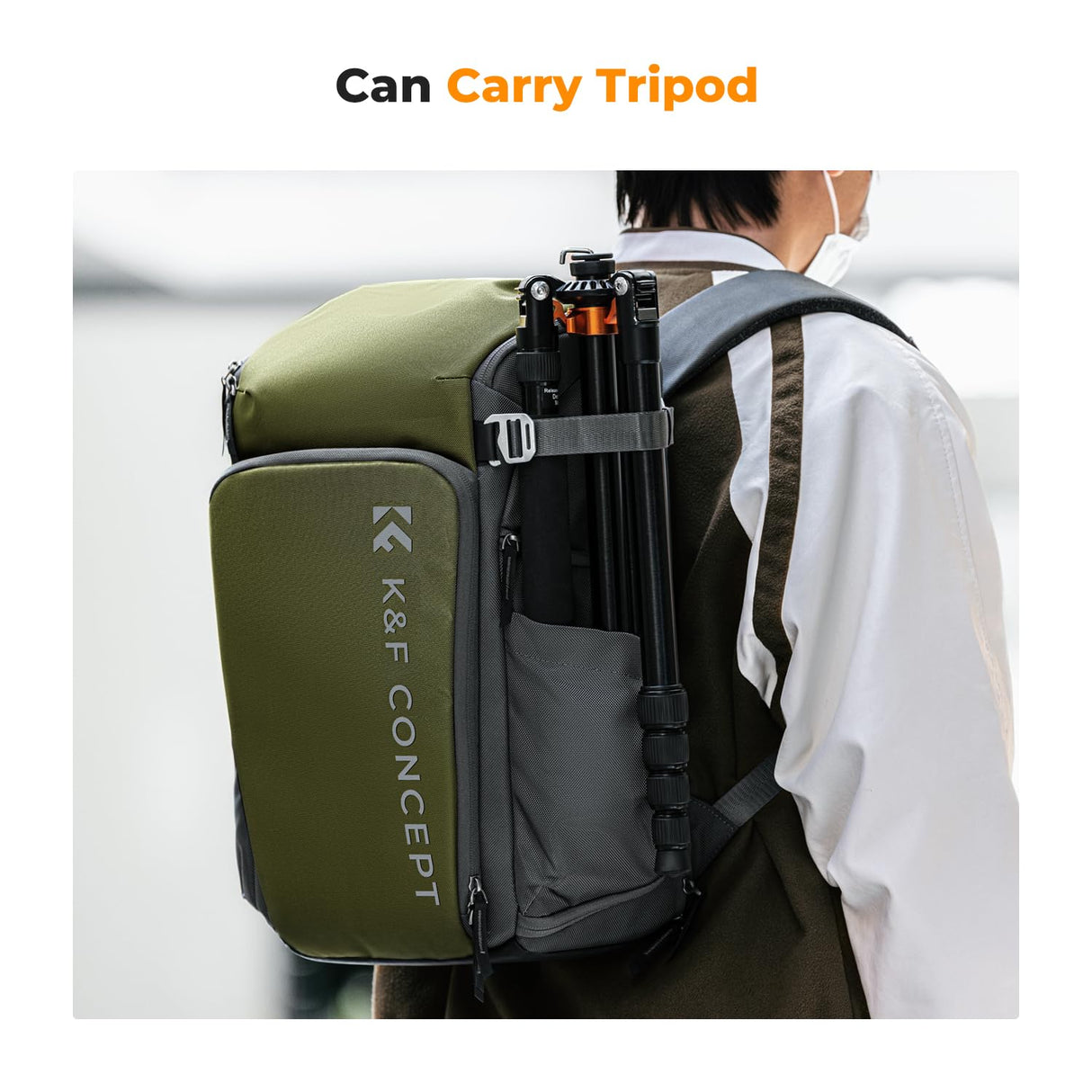 K&F Concept Mochila Cámara Profesional, Bolsa Fotógrafos Cámara Impermeable de Gran Capacidad Camera Reflex Digital DSLR, Adecuado para viajes al aire libre senderismo fotografía Verde