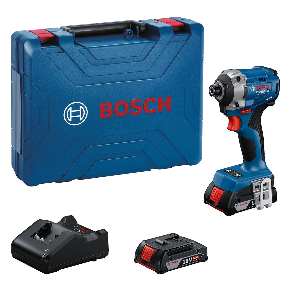 Bosch Professional 18V System atornillador de impacto a batería GDR 18V215 (incl. 2 baterías GBA 18V 2.0Ah, cargador GAL 18V20, maletín MPP)