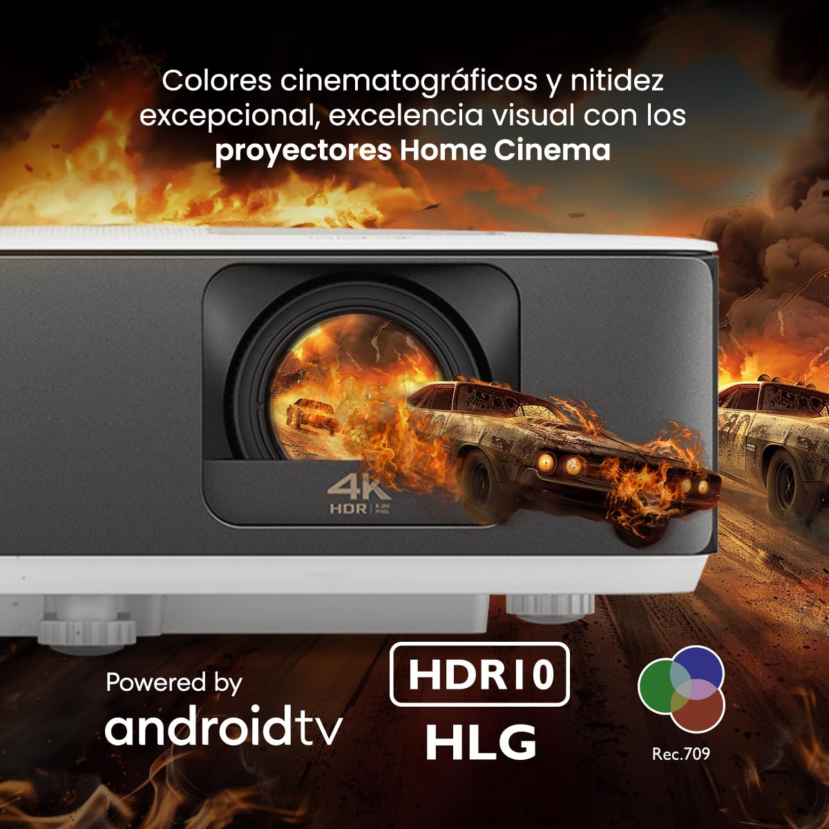 Proyector para juegos BenQ TK700STi 4K HDR, baja latencia 16ms-60Hz, 3000 lúmenes, Tiro corto, Android TV, Modos de juego RPG, DEPORTES (SPG), FPS, Altavoz 5W, 2HDMI 2.0b, PS5, Xbox SeriesX