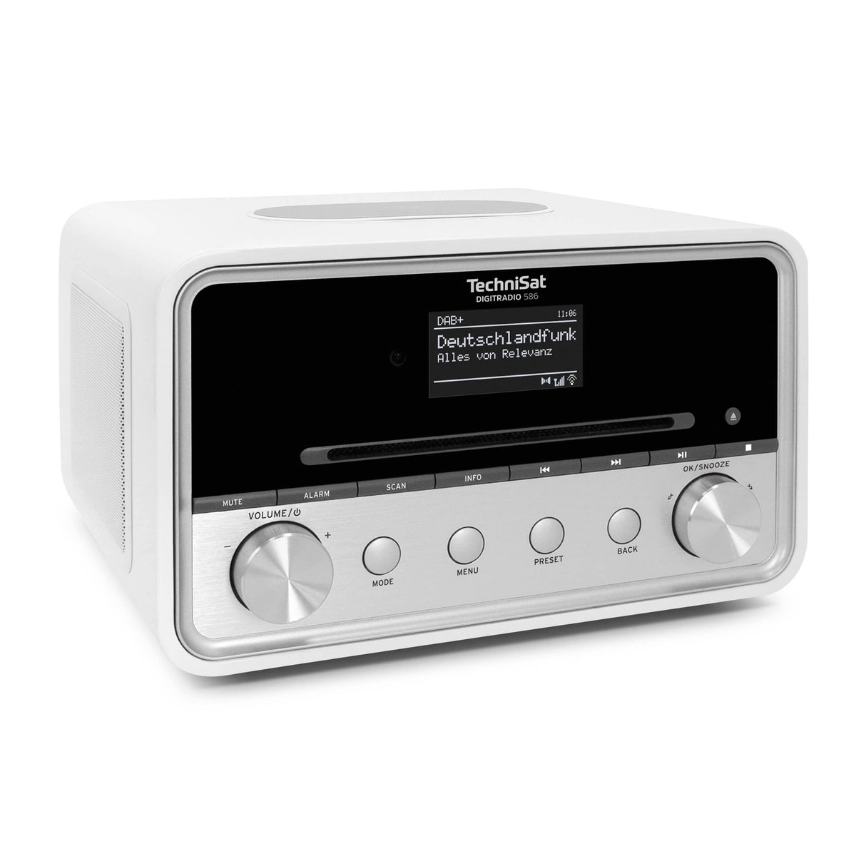 TechniSat DIGITRADIO 586 - Radio híbrido Dab+ (Radio por Internet, FM, Bluetooth, Spotify, Carga inalámbrica, Control por App, Pantalla OLED, USB, CD,MP3, AUX, 20 W, Equipo Compacto, Control Remoto)