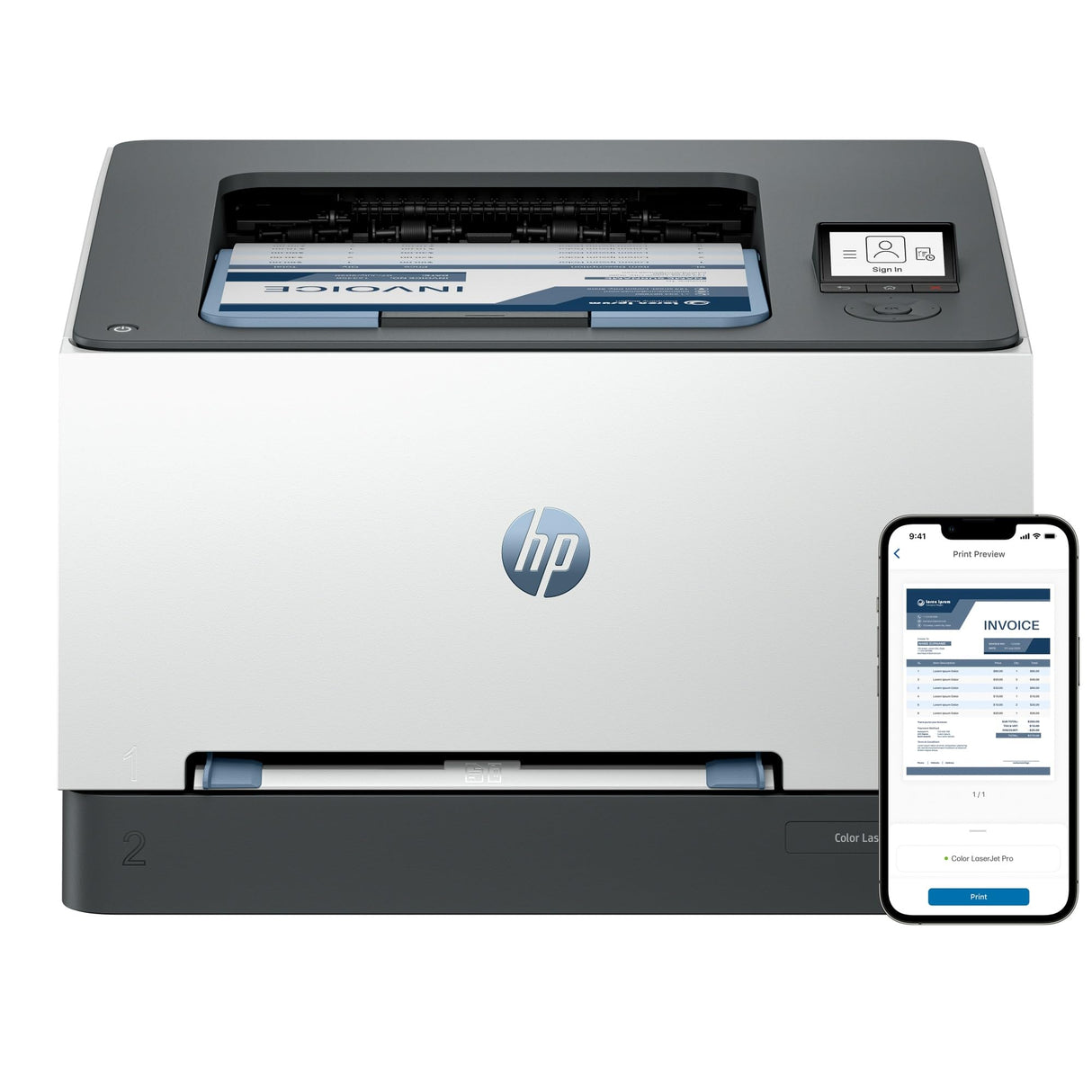 HP Color LaserJet Pro 3202dw 499R0F, Impresora Laser A4 a doble cara automática (25 ppm, Wi-Fi de banda dual, Wi-Fi Direct, USB 2.0, Procesador 1,2 GHz, Memoria 256MB, HP Smart App) Blanca y Azul