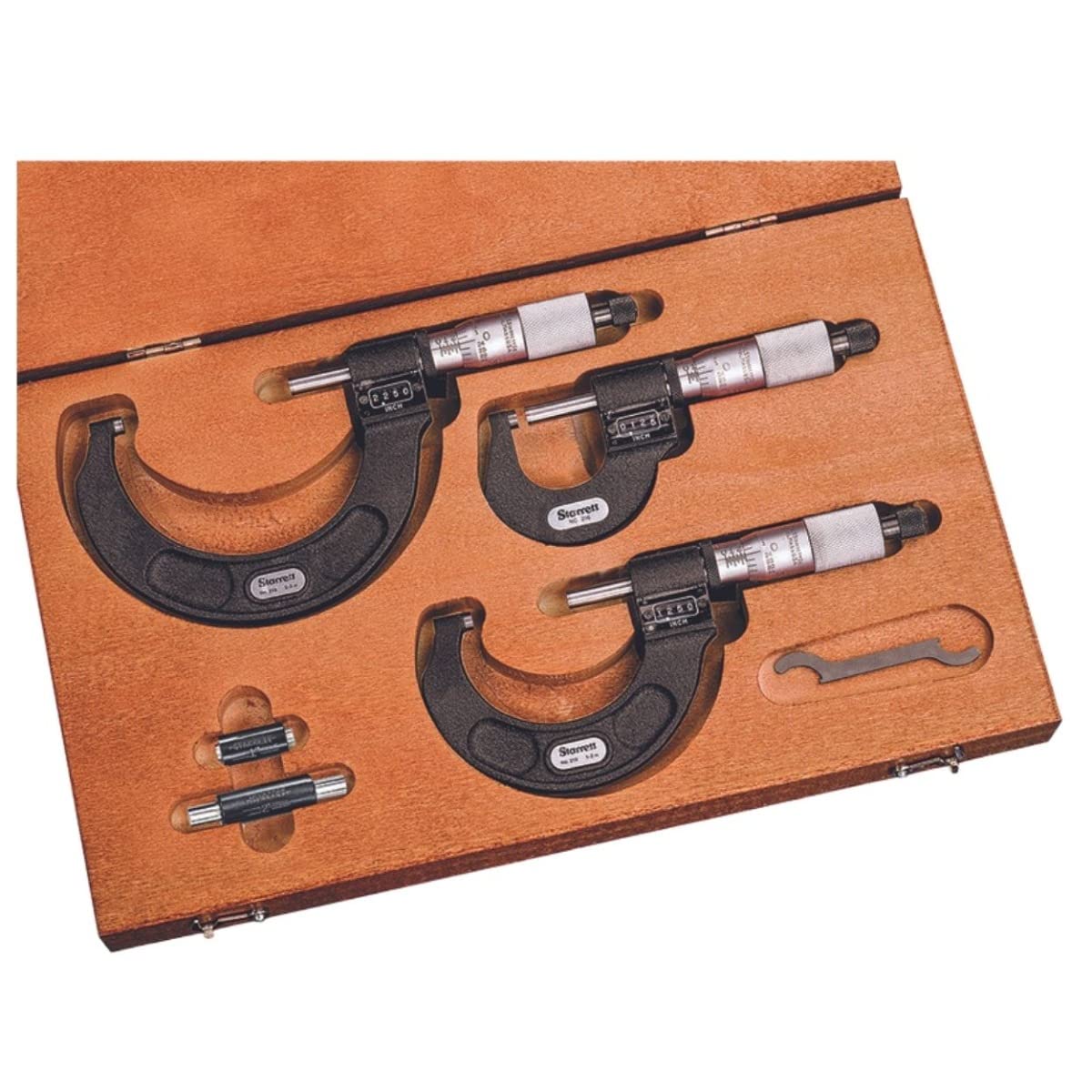 Starrett ST216AXRLZ - Juego de micrómetro digital para exterior, cierre de carraca, tuerca de bloqueo, caras de carburo, rango de 0 a 3 pulgadas, graduación de 0 cm