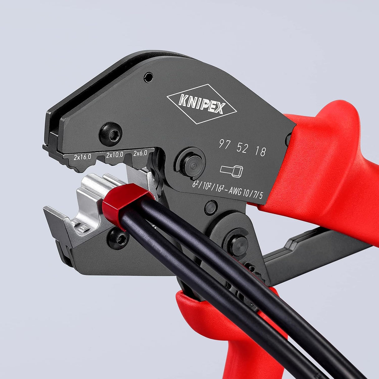 Knipex Alicate para crimpar terminales también para trabajar a dos manos bruñido, recubiertos de plástico antideslizante 250 mm 97 52 18