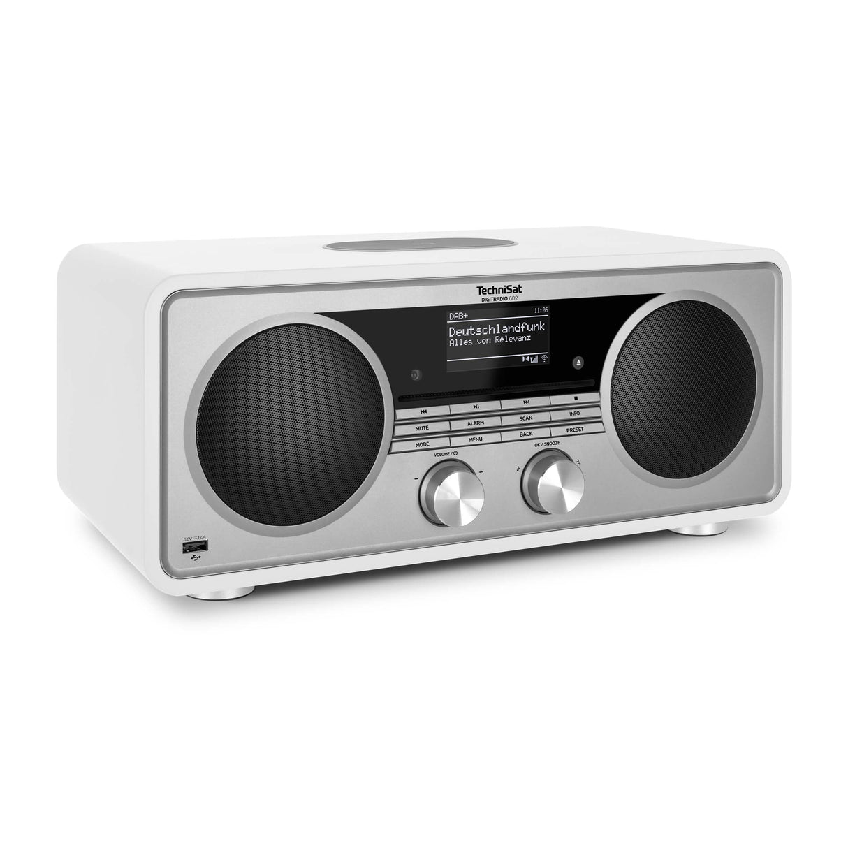 TechniSat DIGITRADIO 602 - Radio por Internet Estéreo (Dab, FM, Sistema 2.1 de 70 vatios con Subwoofer, CD, USB, Transmisión Bluetooth, AUX, WLAN, Despertador, Spotify, Control Remoto) Blanco