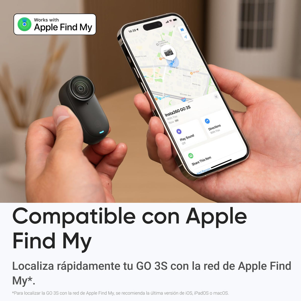 Insta360 GO 3S Paquete Todo en Uno - Cámara Vlogging 4K, POV Manos Libres, Móntala Donde Quieras, Estabilización, 140 Min de batería, Impermeable 10 M, Edición IA, Apple Find My, Vlog, Negro