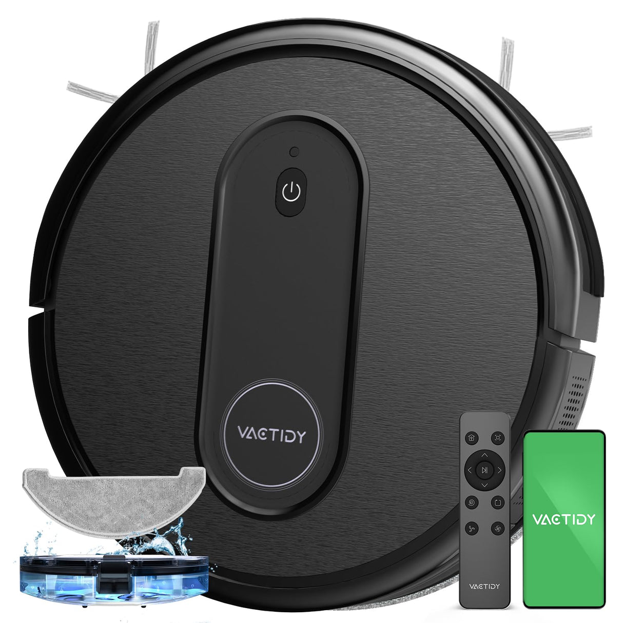 Vactidy Robot Aspirador T7, Robot Aspirador y Fregasuelos con Potente Succión, Tanque de Agua, hasta 120mins, Control por App/Alexa/Google Home/Siri, Pelo de Mascotas, Alfombra y Suelo