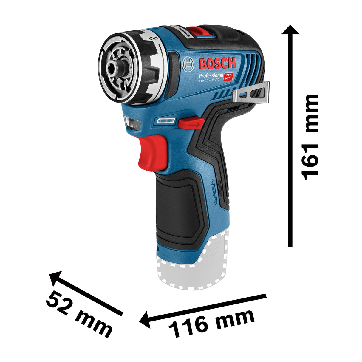 Bosch Professional 12V System GSR 12V-35 FC - Atornillador a batería (Brushless, 35 Nm, 4 cabezales FlexiClick, 2 baterías x 3.0 Ah, en L-BOXX)