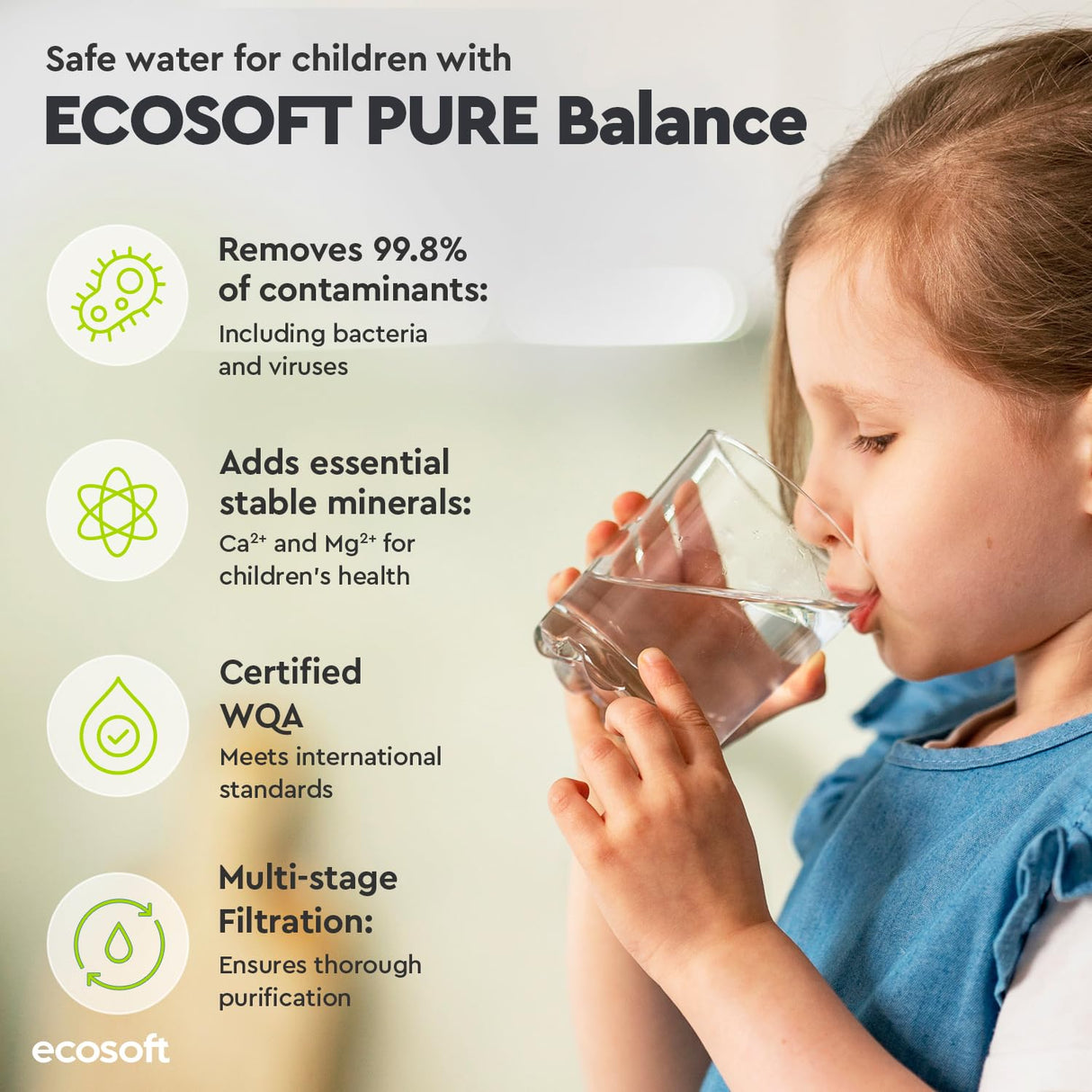 Ecosoft PURE Balance Filtro de Ósmosis Inversa Compacto | Sin Bomba | Mejora el Sabor del Agua Potable Doméstica