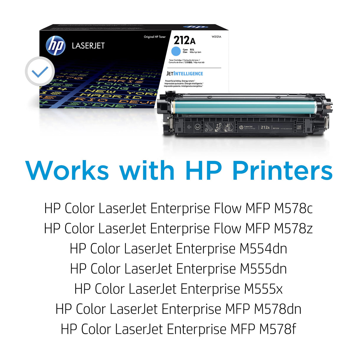 HP 212A W2121A, Cian, Cartucho Tóner Original, de 4.500 páginas, para impresoras HP Color LaserJet Enterprise serie M554, M555 y M578