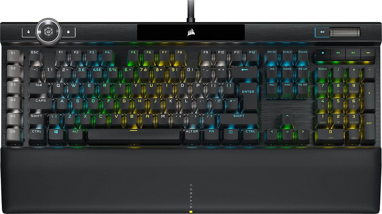 Corsair K100 RGB Teclado para Juegos con Cable Óptico-Mecánico - Interruptores OPX - PBT Double-Shot - Integración Elgato Stream Deck - Compatible con iCUE - PC, Mac, Xbox - QWERTY ES - Negro