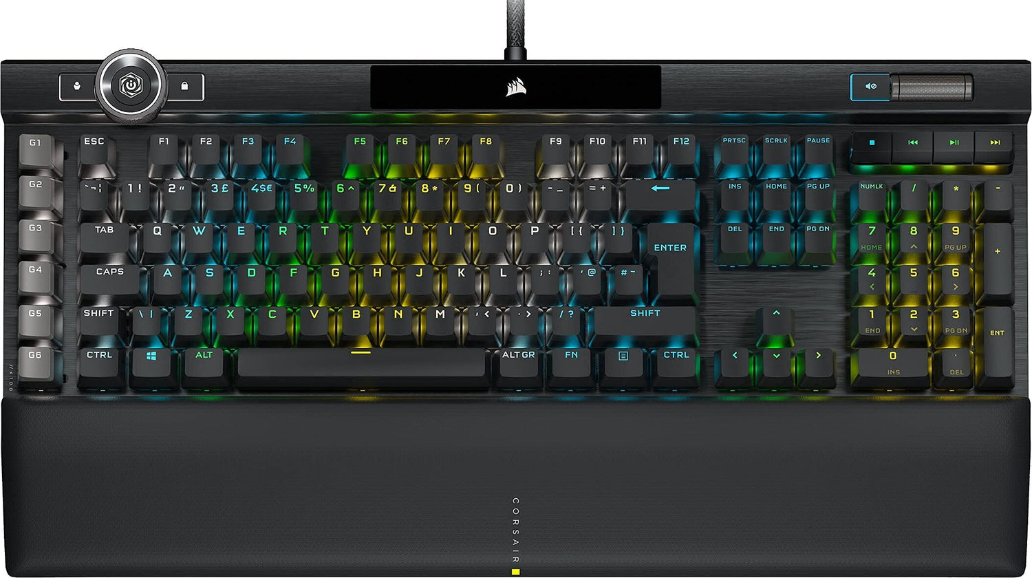 Corsair K100 RGB Teclado para Juegos con Cable Óptico-Mecánico - Interruptores OPX - PBT Double-Shot - Integración Elgato Stream Deck - Compatible con iCUE - PC, Mac, Xbox - QWERTY ES - Negro