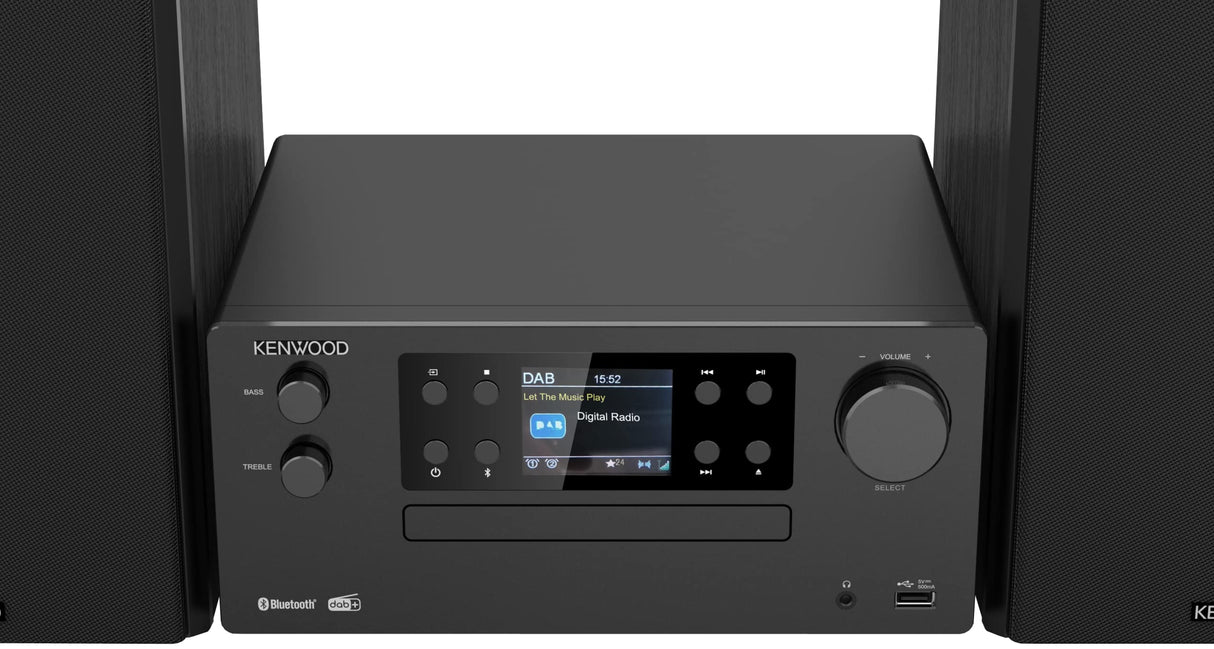 Microcadena HiFi Kenwood M-925DAB-B con CD, USB, Dab+ Blueetooth Audio-Streaming. Color: Negro - Mini Equipo de Musica para casa