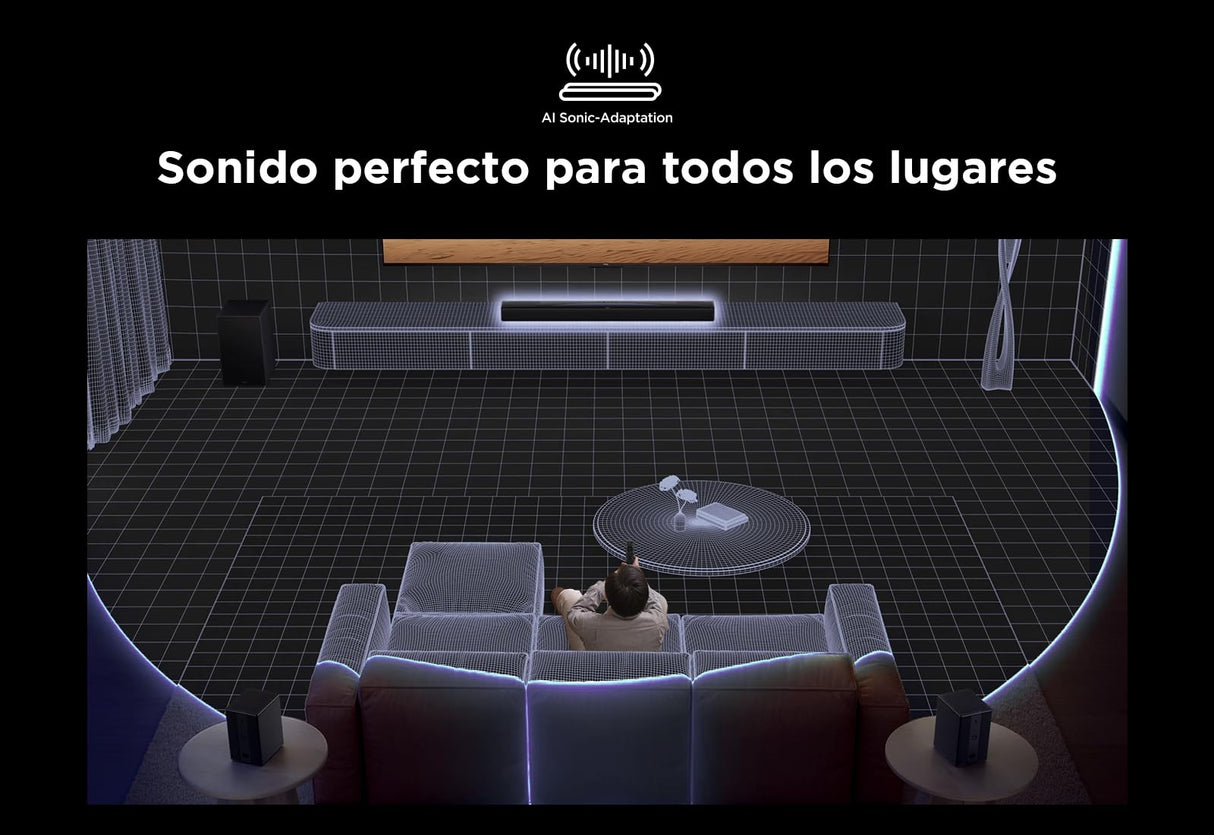 TCL Barra de Sonido icónica de Cine en casa con 7.1.4 Canales Q85H Pro -AI Sonic Adaptation Tutti Choral - Potencia máxima de 860 W