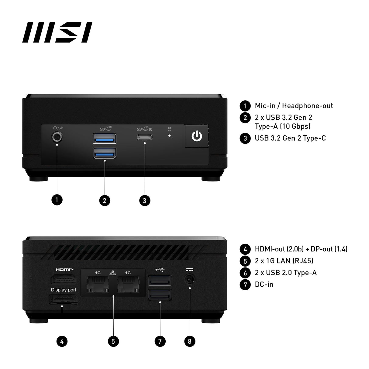 MSI Cubi N ADL-007DE Intel N100, 4GB DDR4-3200, 128GB SSD, Intel UHD Grafik, WIFI5, BT 4.2, Windows 11 Pro