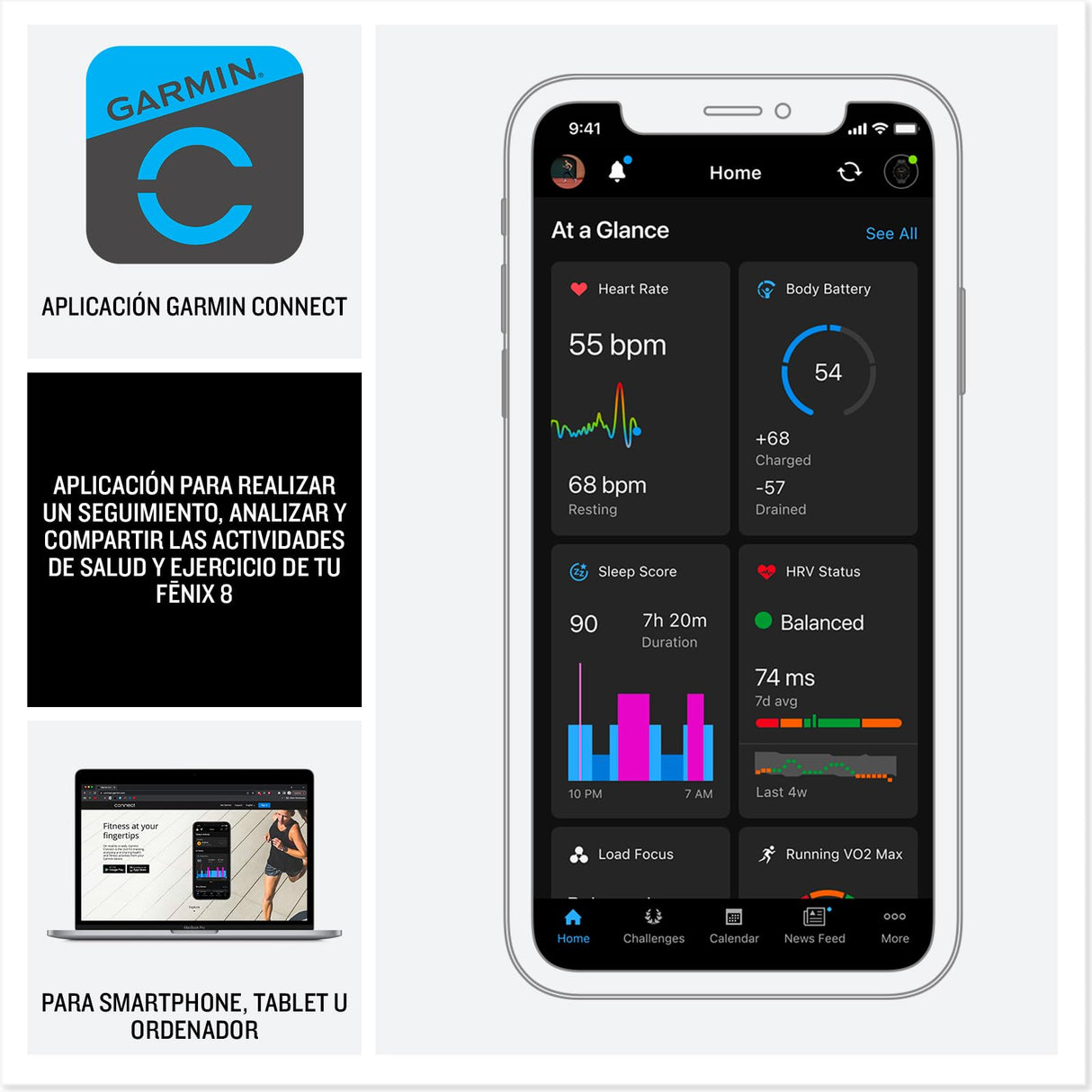 Garmin fēnix 8-47mm - Reloj de Alto Rendimiento GPS Multideporte con Pantalla táctil AMOLED, Linterna LED, Altavoz y micrófono Integrados, Mapas y hasta 16 días de autonomía, Negro