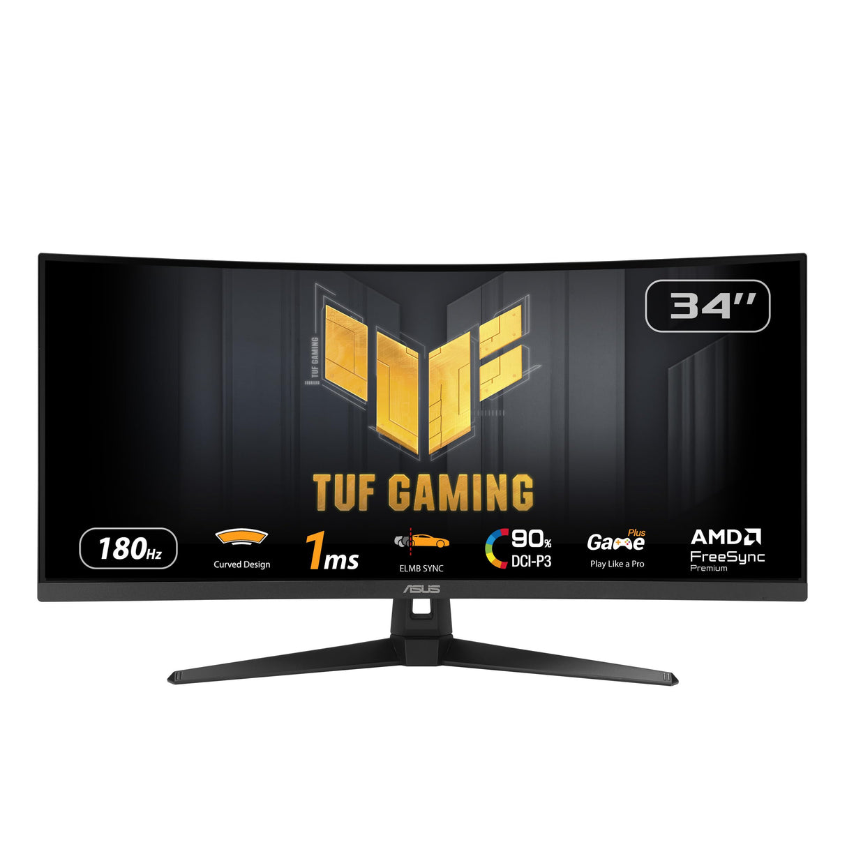 ASUS TUF Gaming VG34VQ3B - Monitor Gaming de 34 Pulgadas WQHD (3440x1440), Curvo, 180 Hz, ELMB Sync, FreeSync Premium, 1 ms MPRT, 90% DCI-P3, DisplayWidget Center