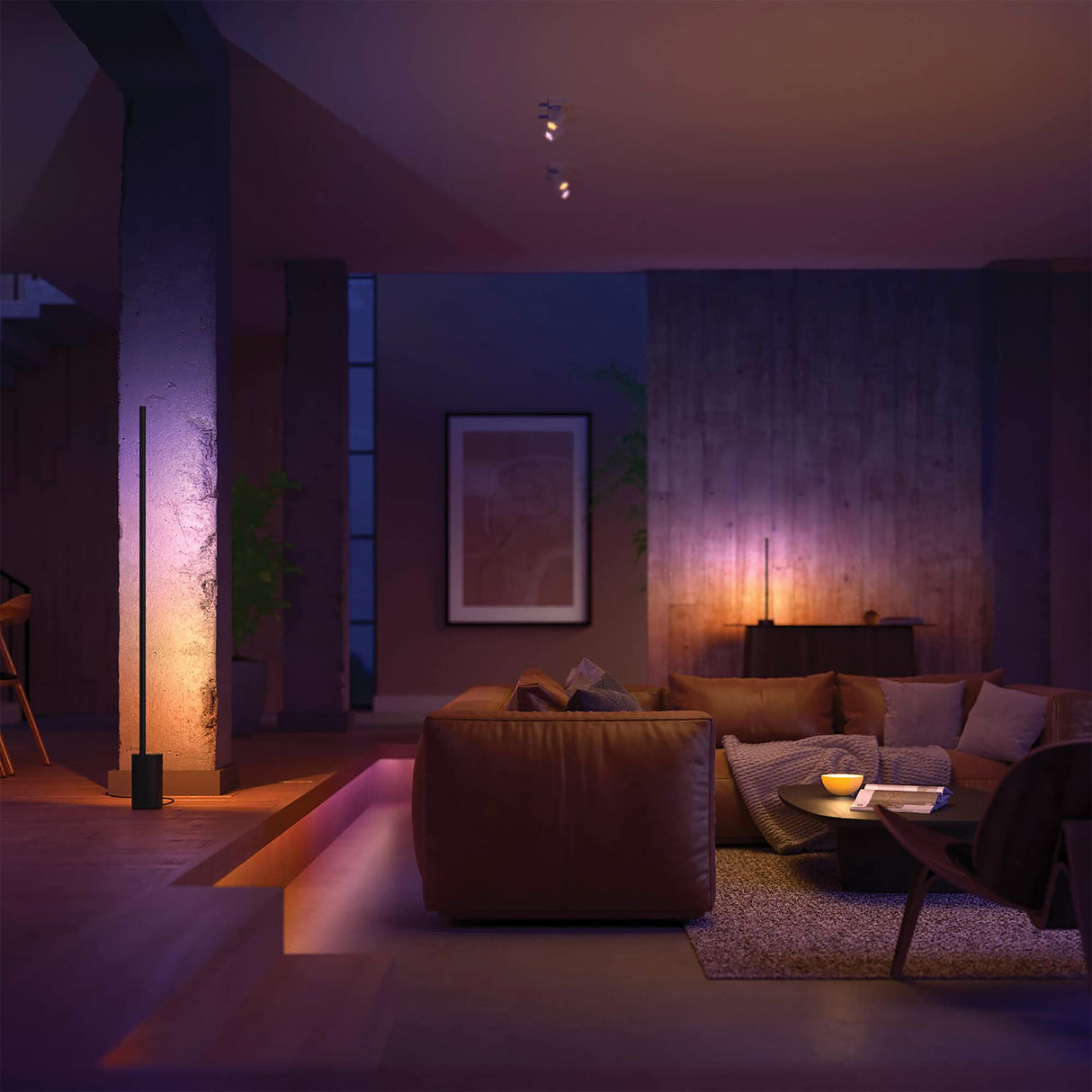 Philips Hue Signe Gradient– Lámpara inteligente, Lámpara de Pie LED Inteligente, Luz Blanca y de Luces de Colores, sistema de iluminación con tira led Compatible con Alexa y Google Home, Color Blanco