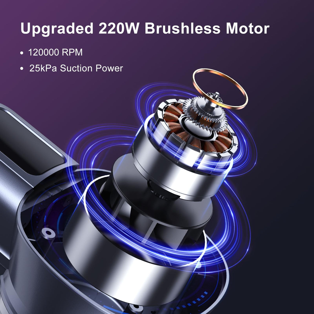 Lubluelu Aspiradora sin Cable 25000pa, Aspirador Escoba sin Cable Potente 220W Batería Extraíble 50min Aspirador con Cepillo Antienredos y 2 Filtros, para Suelos Duros Pelo de Mascota Violeta