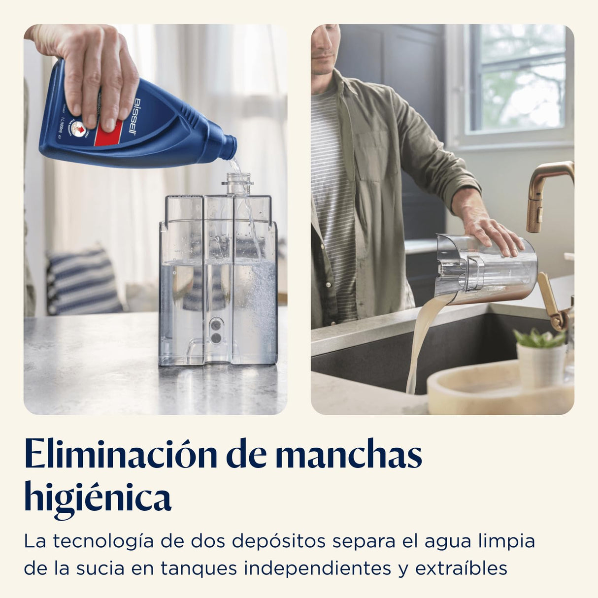 BISSELL SpotClean ProHeat Advanced, Aspiradora de agua tapiceria, limpia tapicerias multisuperficie compacta, Potente 1125W, Sistema triple limpieza profunda para manchas difíciles, Con cable, 3924N