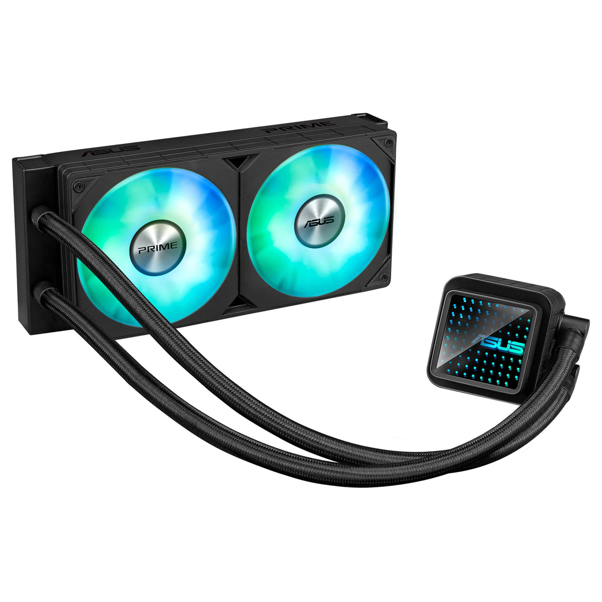 ASUS Prime LC 240 ARGB - Sistema de refrigeración líquida para CPU todo en uno con zona de contacto con la CPU y canales con aletas, bloque de agua con lentes de espejo infinito y ventiladores ARGB