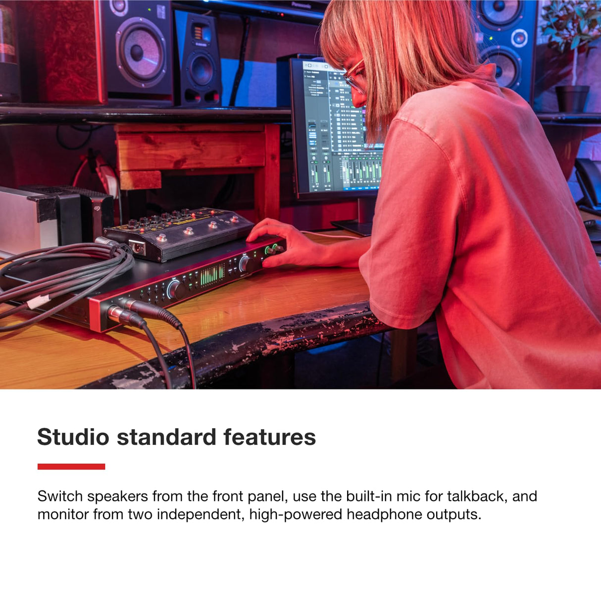Focusrite Scarlett 18i20 interfaz de audio USB de 4.ª gen. para grabación multipista, producción y pódcast. Grabación con sonido de estudio y alta fidelidad, más todo el software que necesitas