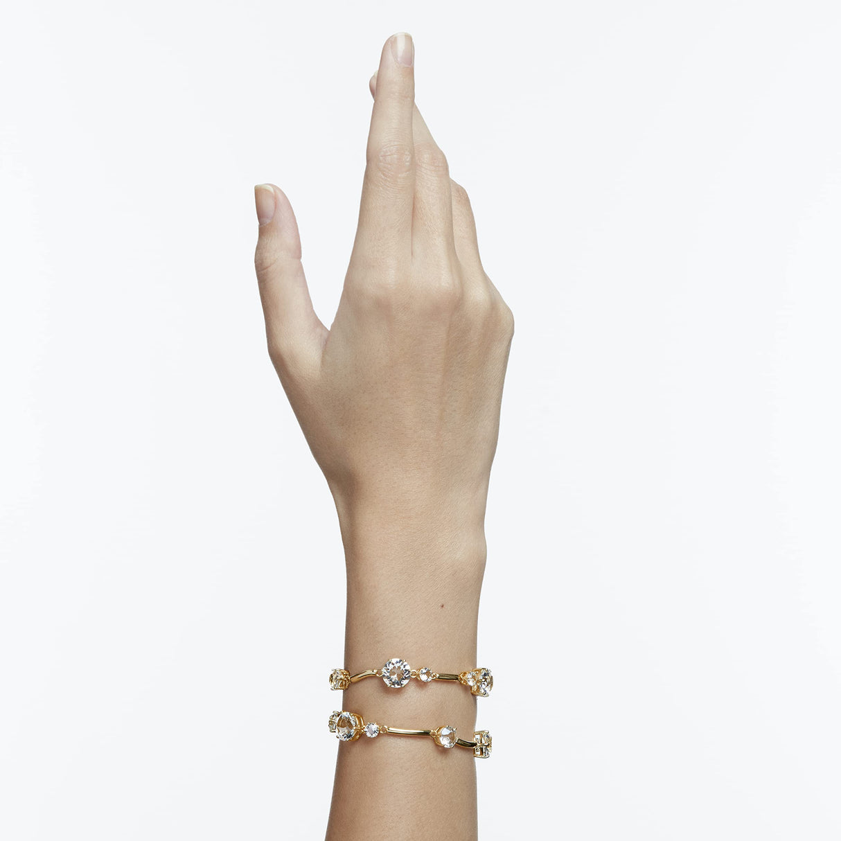 Swarovski Brazalete Constella Ajustable de Dos Tiras Para Mujer, Cristal Blanco, Baño en Tono Oro, Colección Constella de Swarovski