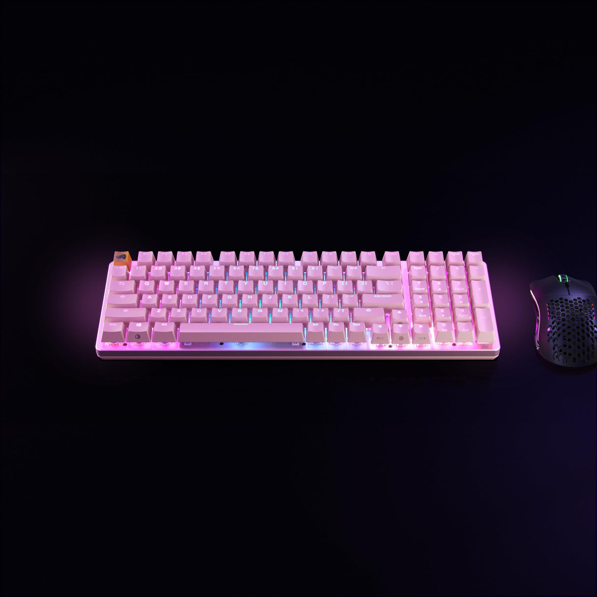Glorious Gaming GMMK 2 Full Size (96%) - Teclado gaming mecánico, carcasa de aluminio, personalizable, keycaps dobles, switches Glorious Fox, RGB, distribuciones QWERTY estadounidense - Rosa